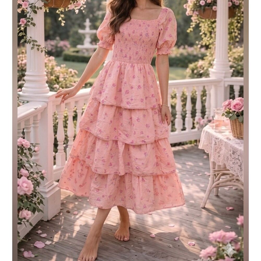 Loveshackfancy x Target Simone Tiered Maxi Dress Size S